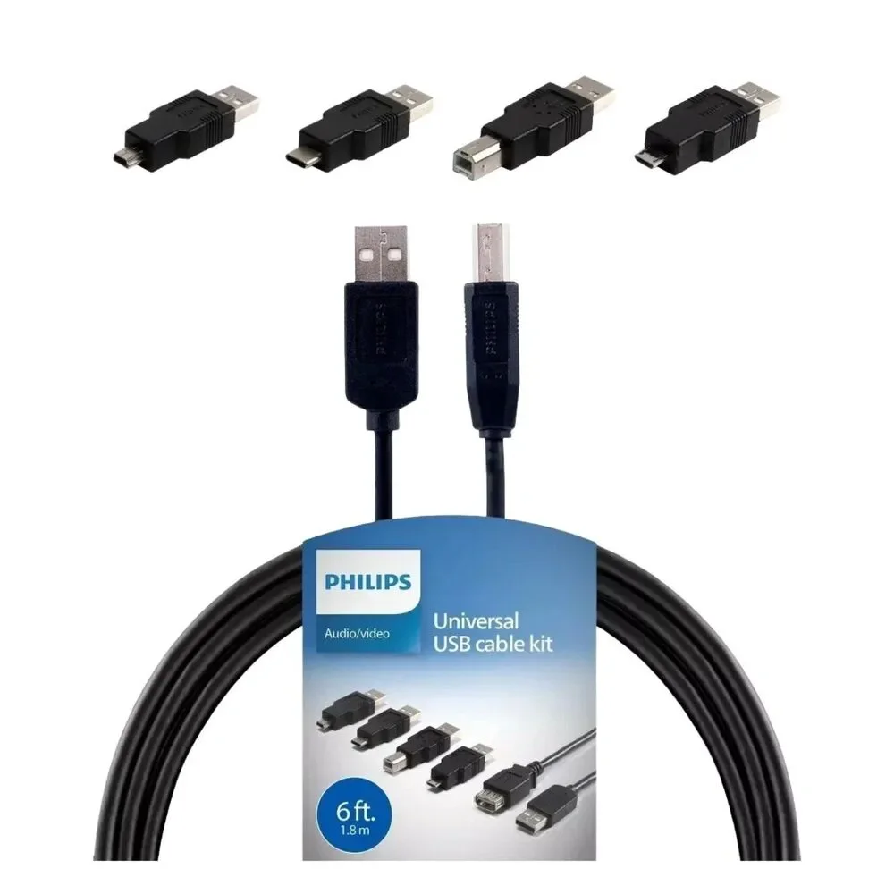 USB-C Cable 6ft Fast Charge Philips Universal Kit Black Durable NEW SEALED
